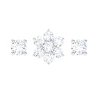 Rosec Jewels-Moissanite Flower Triple Earrings Set for Cartilage Piercing