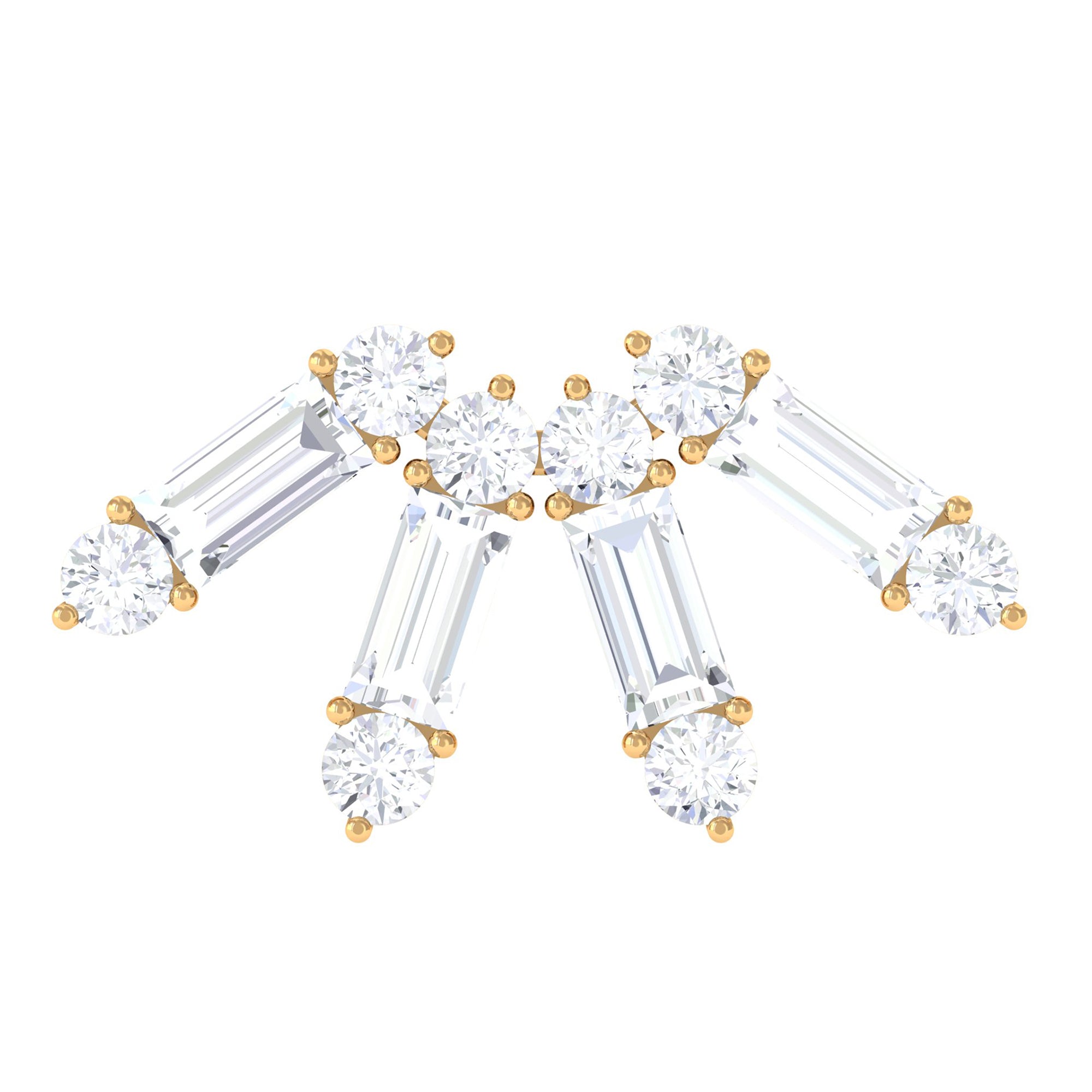 Rosec Jewels-Baguette Moissanite Curved Cartilage Earring