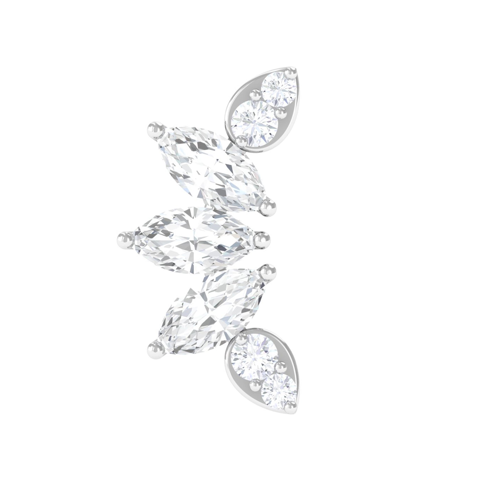 Rosec Jewels-Marquise and Round Cut Moissanite Curved Leaf Helix Earring