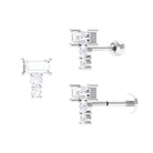 Rosec Jewels-Baguette Moissanite Three Stone Cartilage Earring in Gold