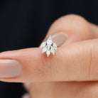 Rosec Jewels-Marquise Moissanite Cluster Leaf Earring for Cartilage Piercing