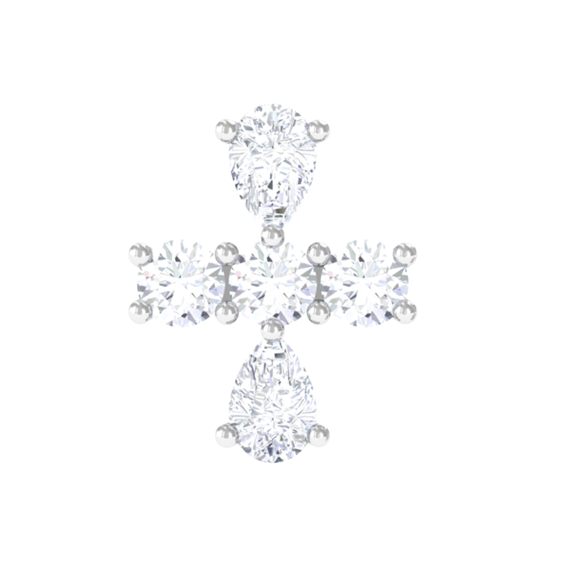 Rosec Jewels-Pear and Round Moissanite Cross Cartilage Earring