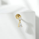 Rosec Jewels-Pear and Round Cut Diamond Stud Drop Helix Earring