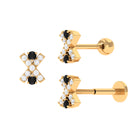 Rosec Jewels-Black Diamond and Moissanite X Cartilage Earring in Gold