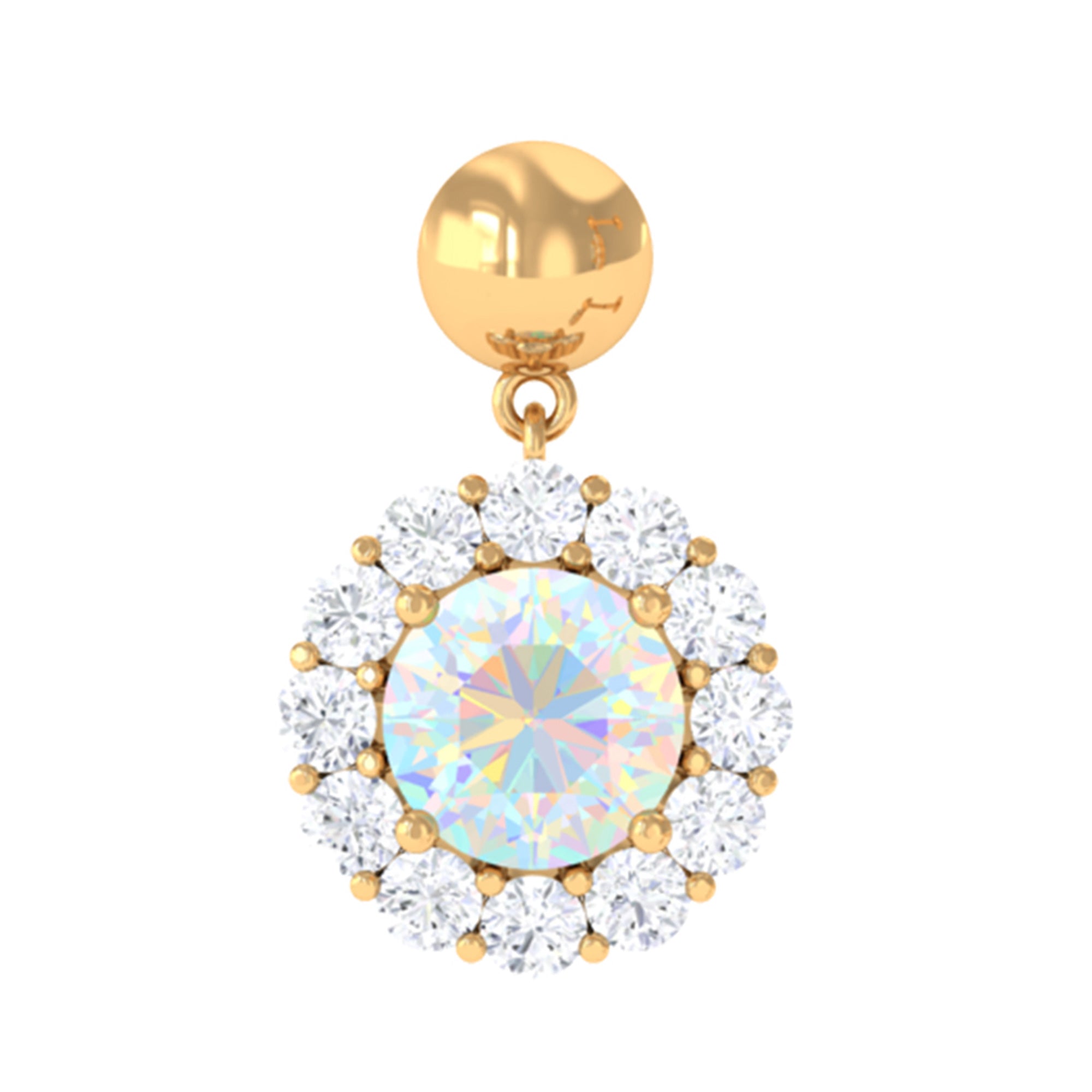 Rosec Jewels-Ethiopian Opal and Moissanite Halo Cartilage Drop Earring