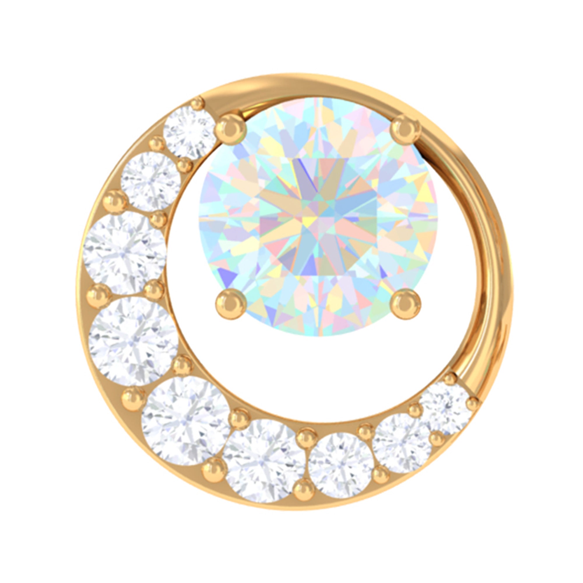 Rosec Jewels-Real Ethiopian Opal and Moissanite Circle Cartilage Earring