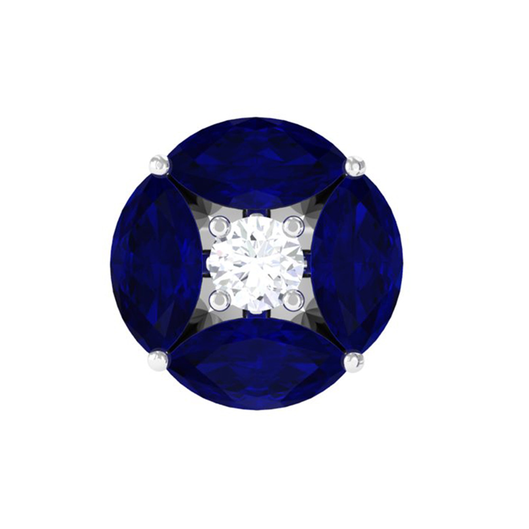 Rosec Jewels-Marquise Blue Sapphire Cartilage Earring with Moissanite