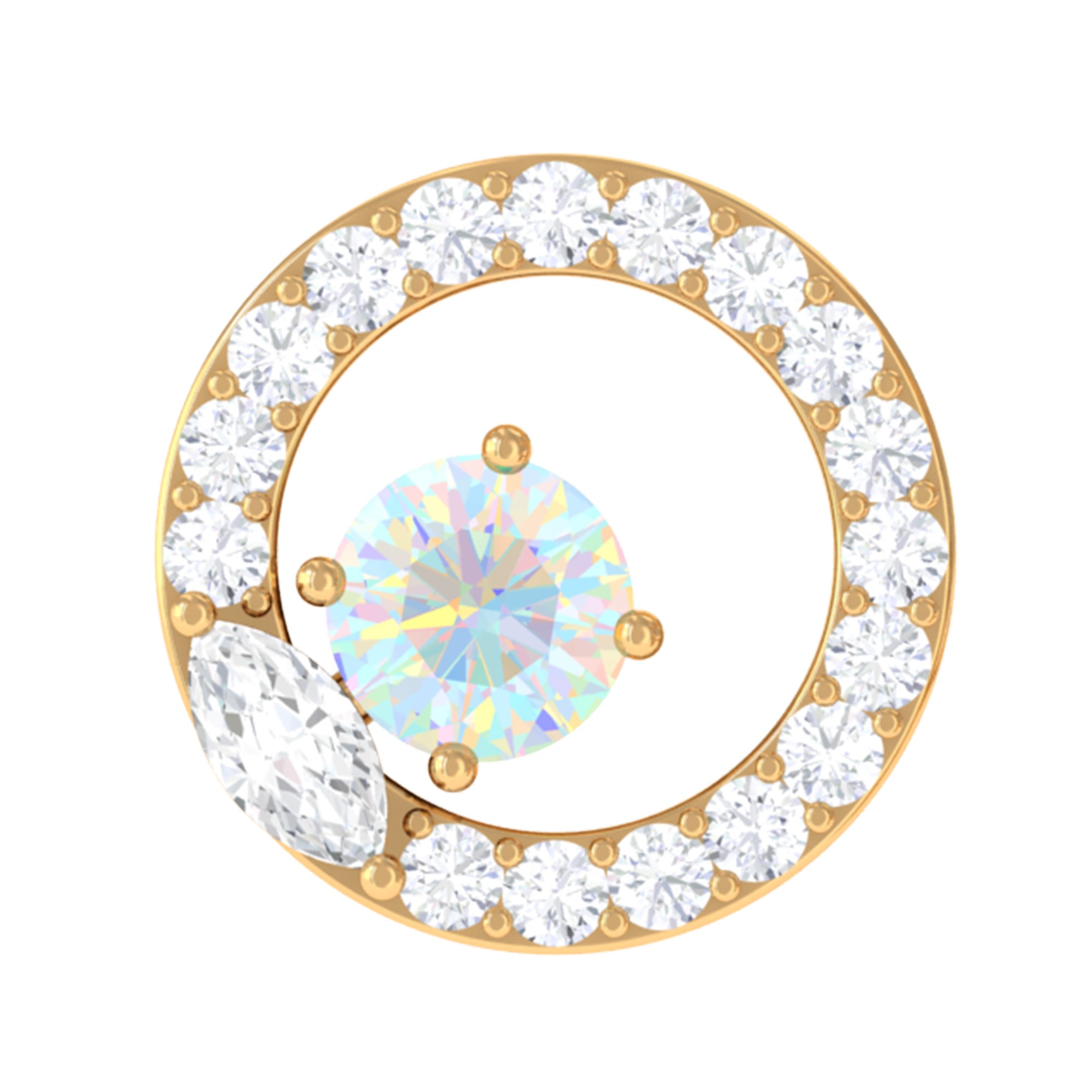 Rosec Jewels-Ethiopian Opal and Moissanite Circle Cartilage Earring in Gold