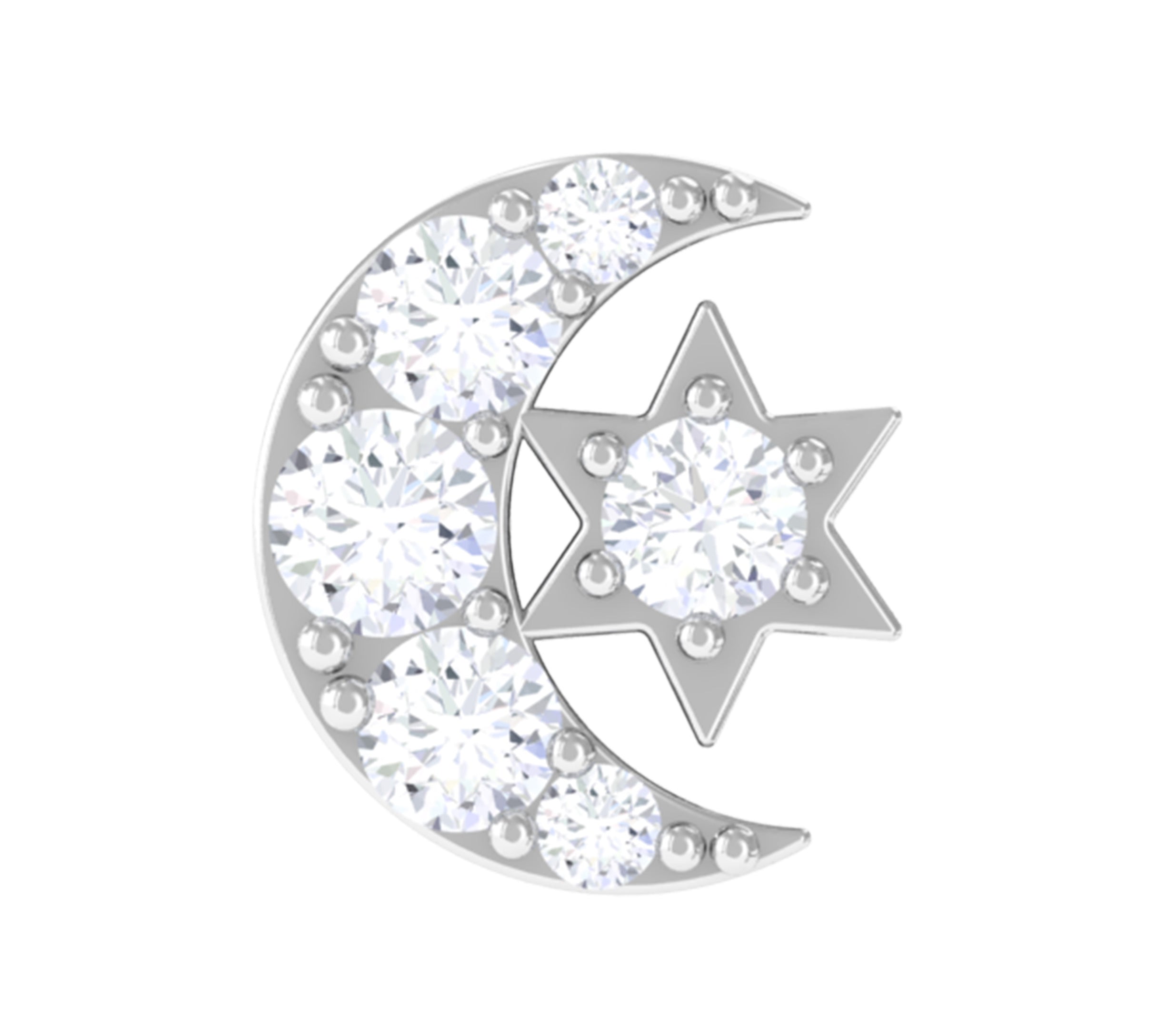 Rosec Jewels-Moissanite Moon and Star Earring for Conch Piercing