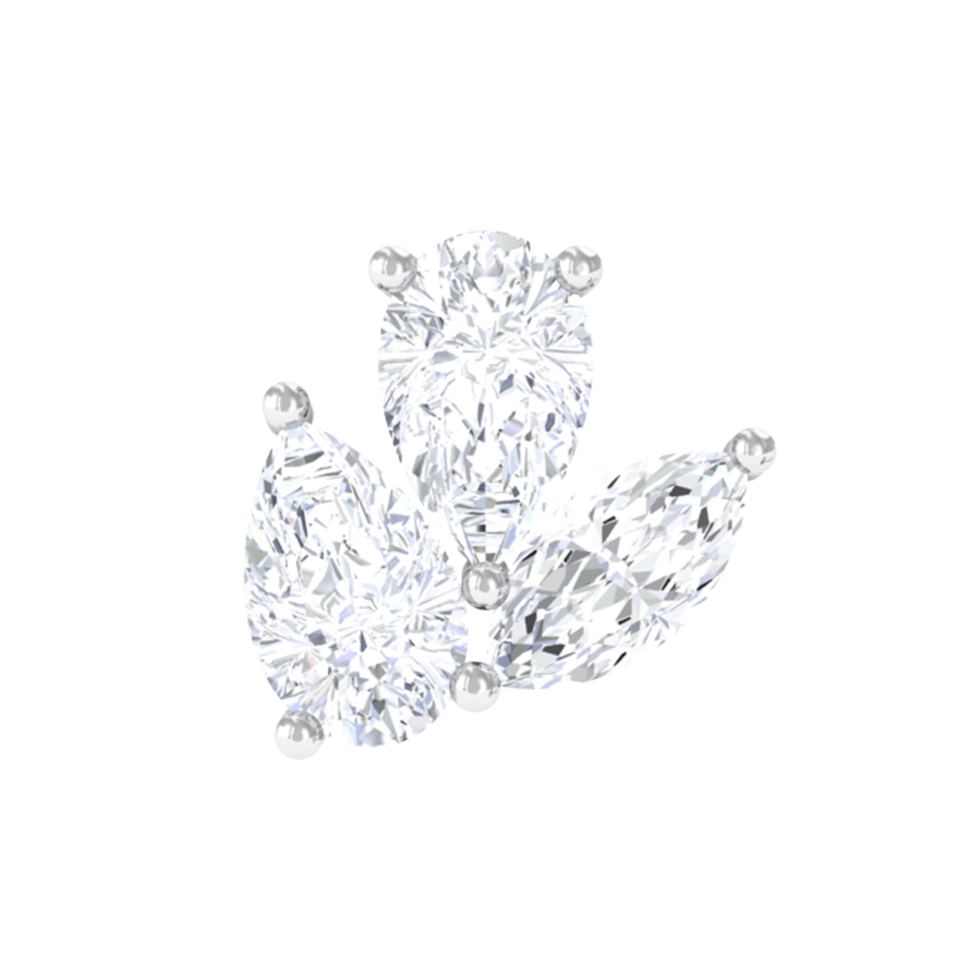 Rosec Jewels-Pear and Marquise Cut Moissanite Cluster Cartilage Earring