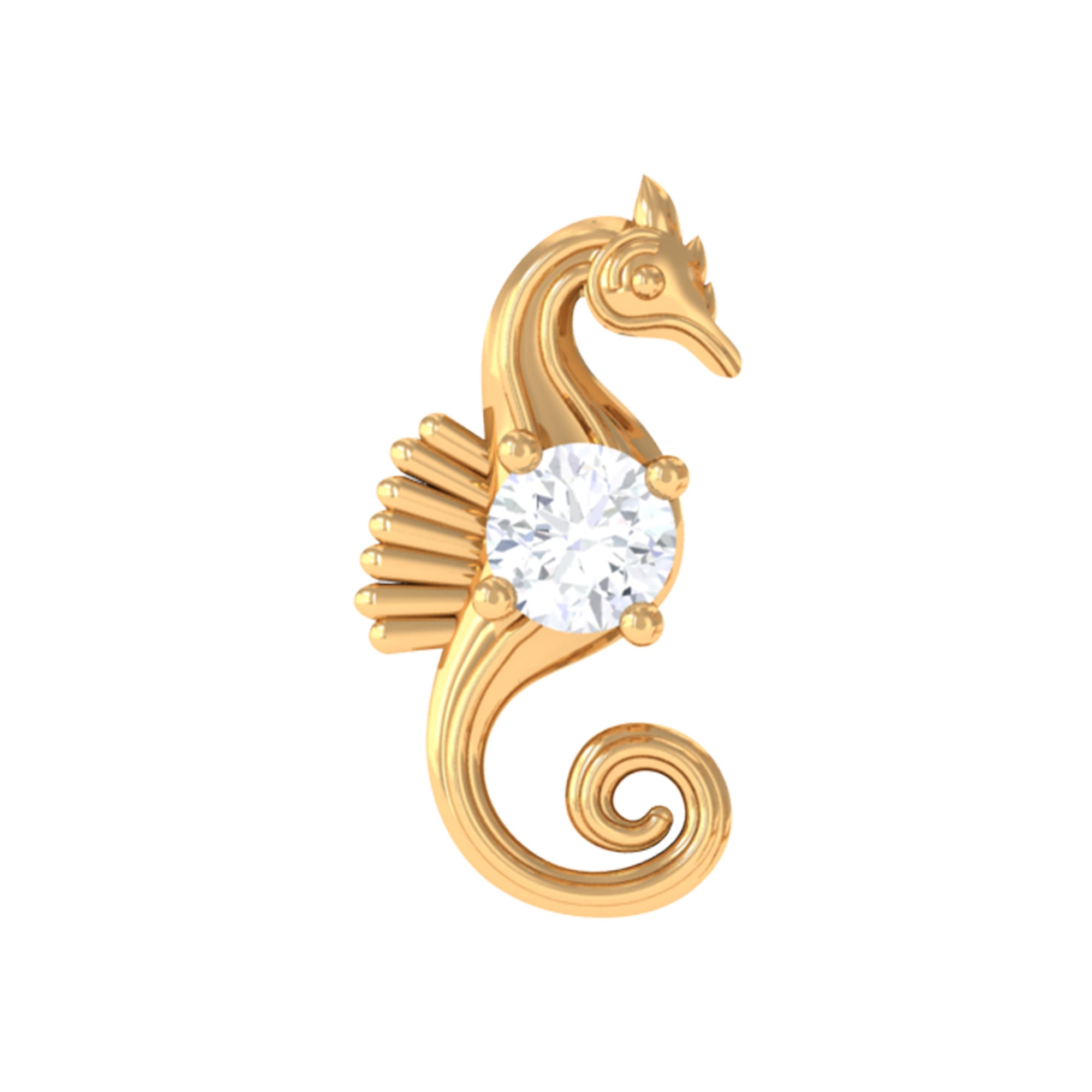 Rosec Jewels-Real Diamond Cute Sea Horse Earring for Helix Piercing