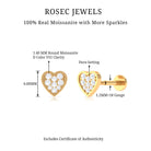 Rosec Jewels-Real Moissanite Heart Earring for Upper Lobe Piercing