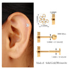 Rosec Jewels-Certified Moissanite Gold Floral Earring for Tragus Piercing