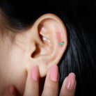 Rosec Jewels-Natural Emerald Gold Butterfly Earring for Cartilage Piercing