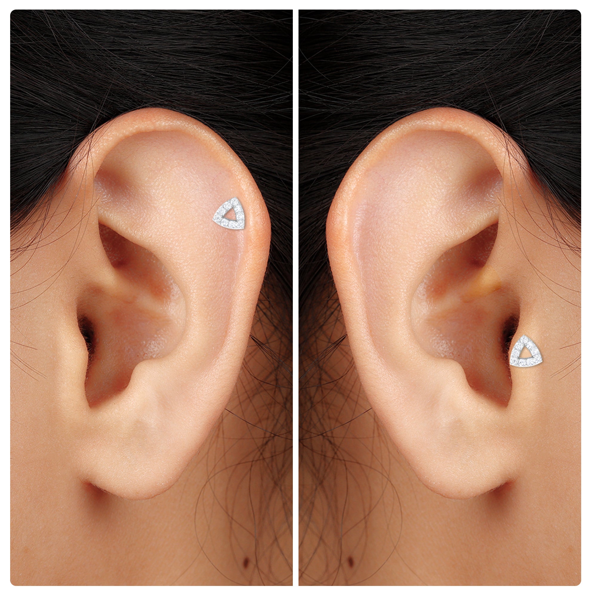 Rosec Jewels-Minimalist Moissanite Gold Triangle Earring for Helix Piercing