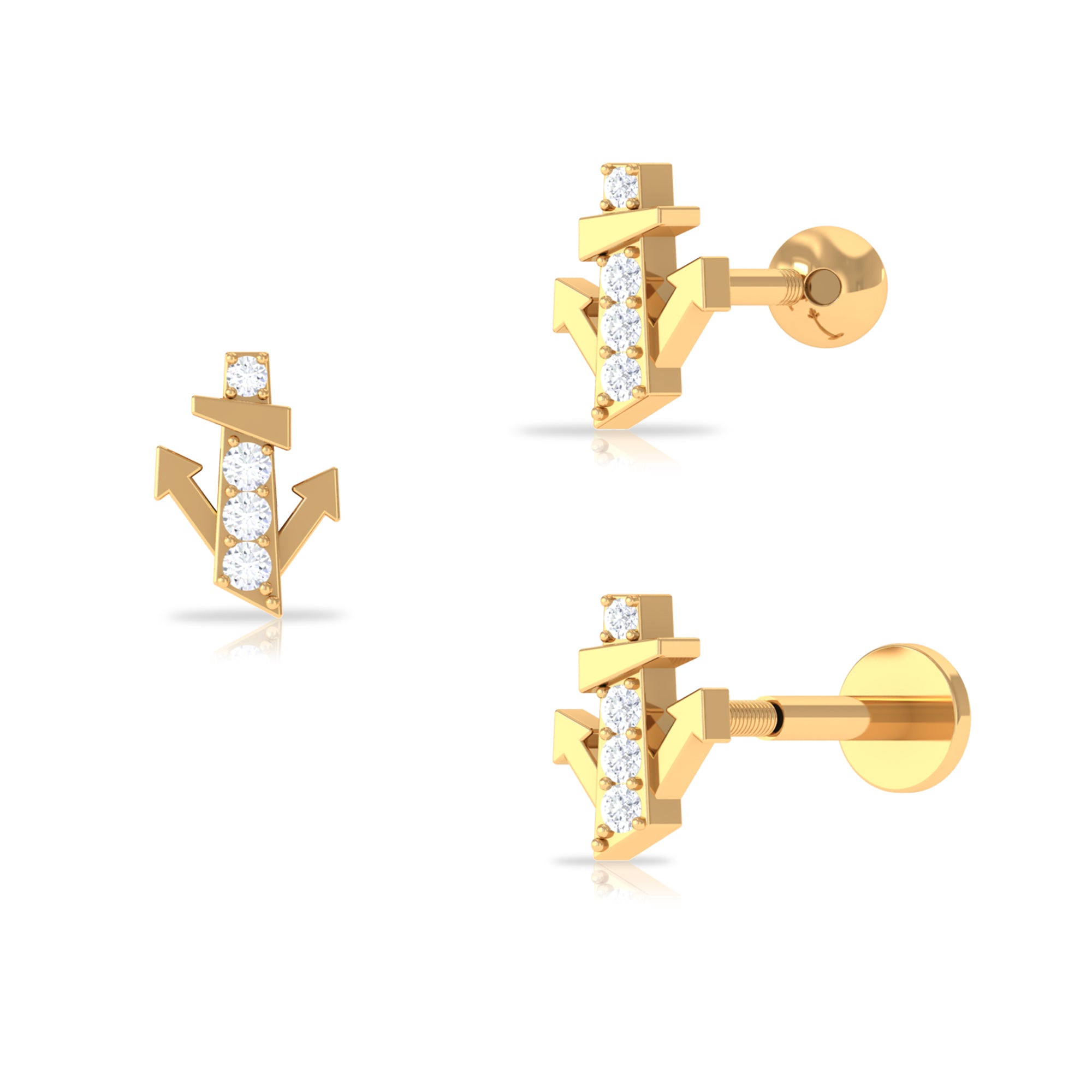 Rosec Jewels-Natural Diamond Quirky Helix Earring in Gold