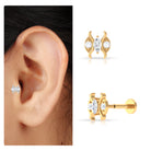 Rosec Jewels-Marquise Moissanite Gothic Second Hole Earring in Gold