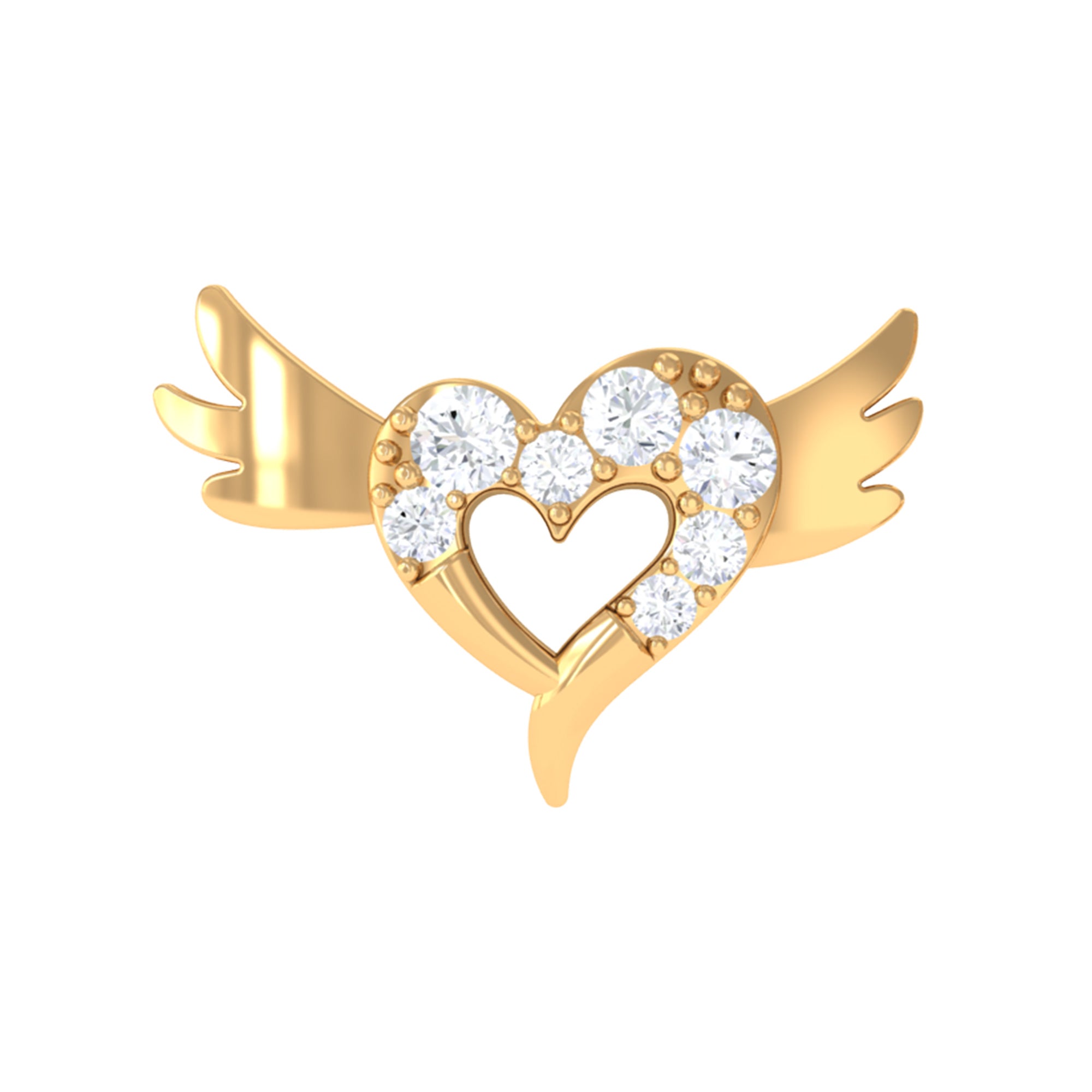 Rosec Jewels-Real Diamond Heart Cartilage Earring with Gold Wings