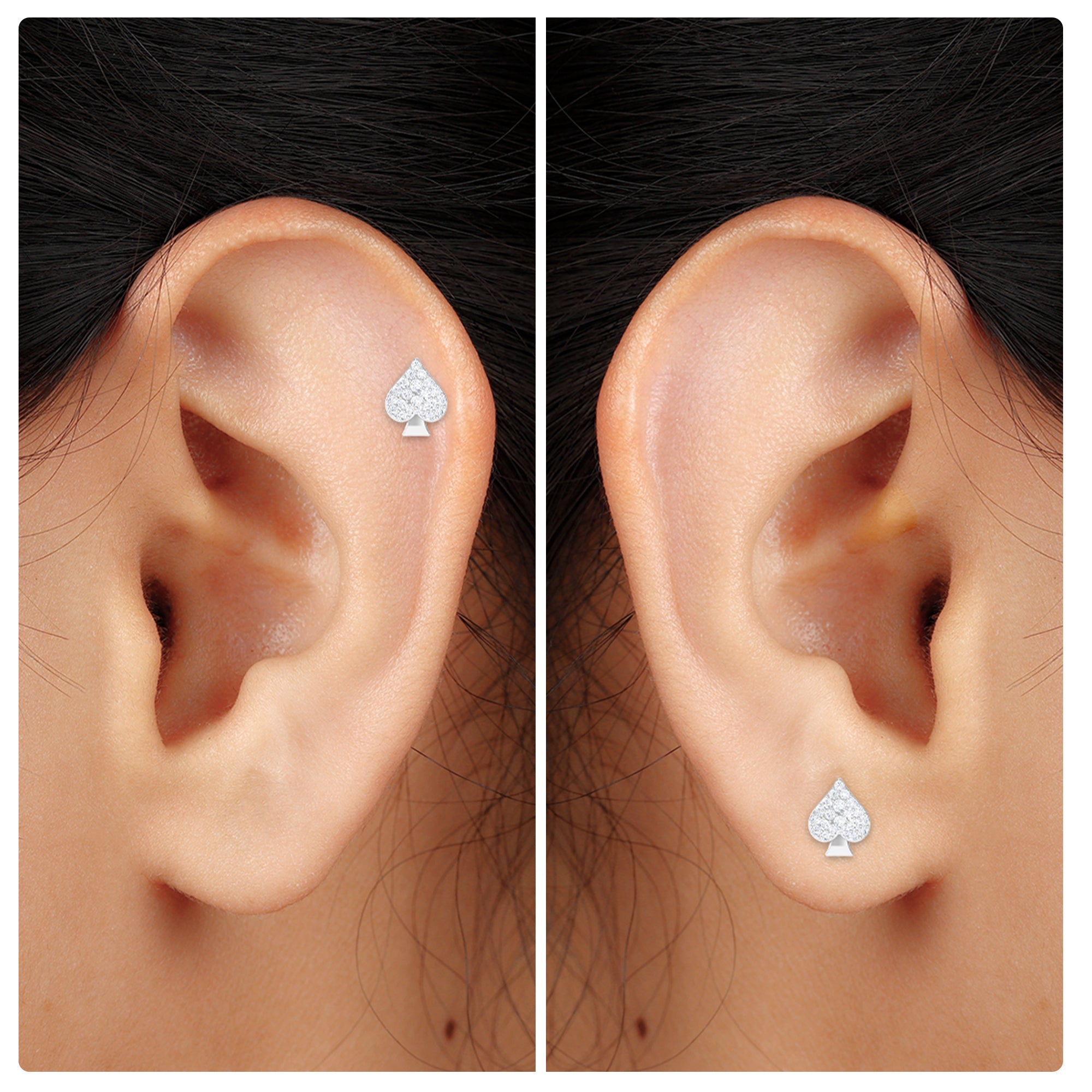 Rosec Jewels-Moissanite Spade Earring for Cartilage Piercing