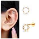 Rosec Jewels-Round Moissanite Circle Eternity Earring for Cartilage Piercing