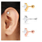 Rosec Jewels-Princess Cut Moissanite Tragus Earring in Gold