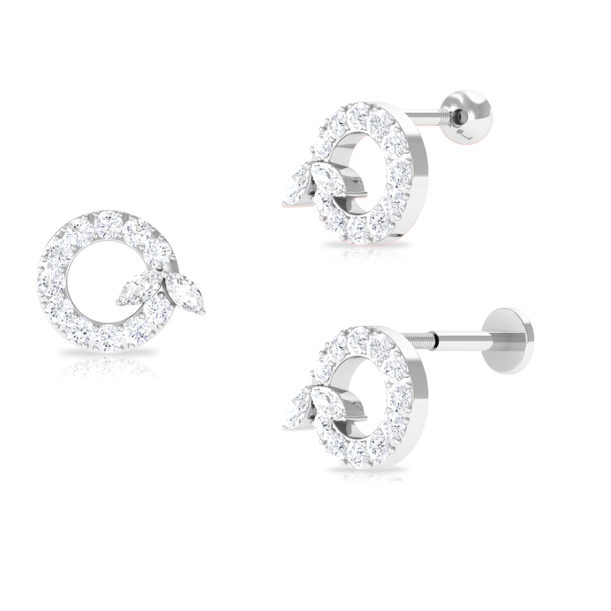 Rosec Jewels-Certified Moissanite Open Circle Earring for Helix Piercing