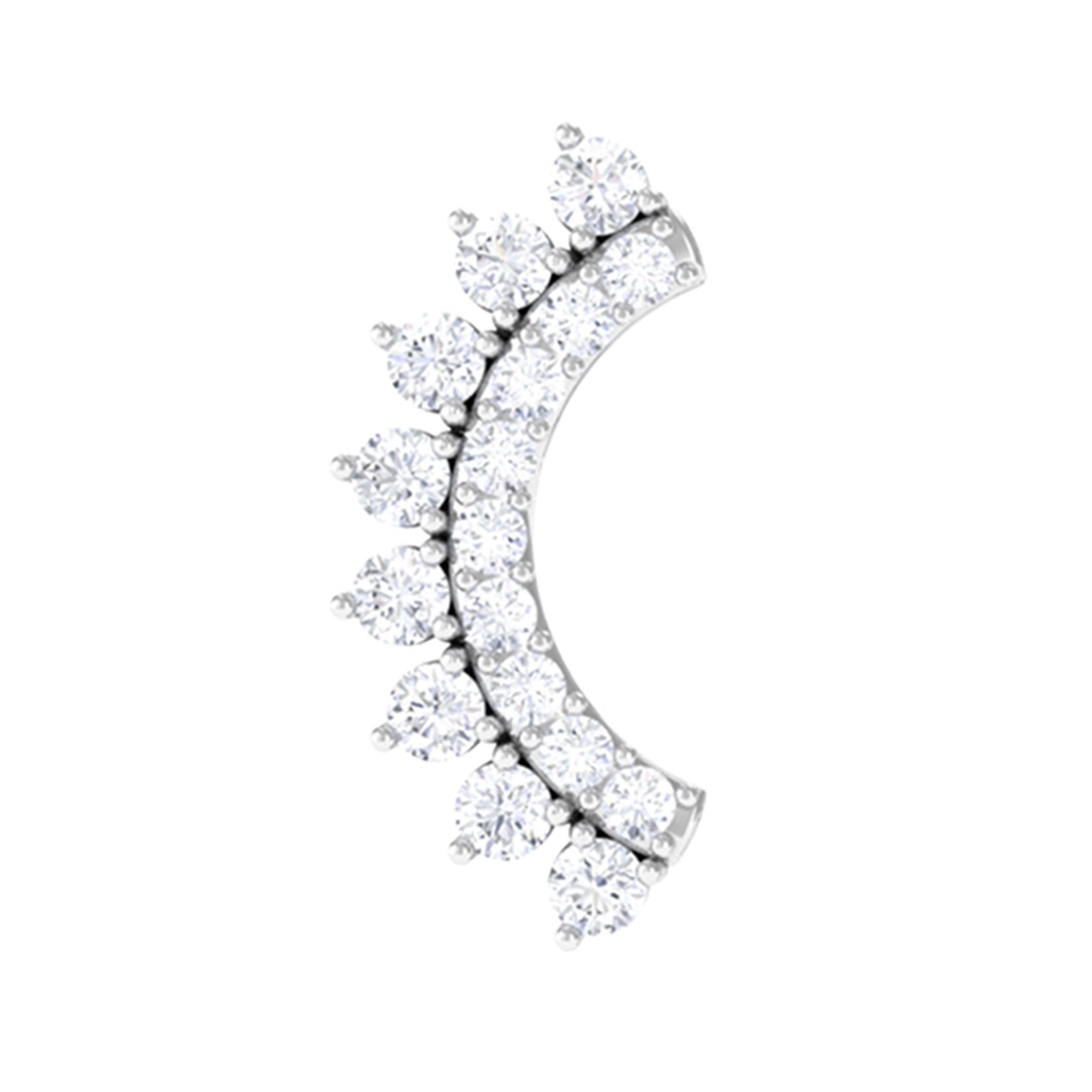 Rosec Jewels-Genuine Moissanite Curved Crawler Earring in Gold