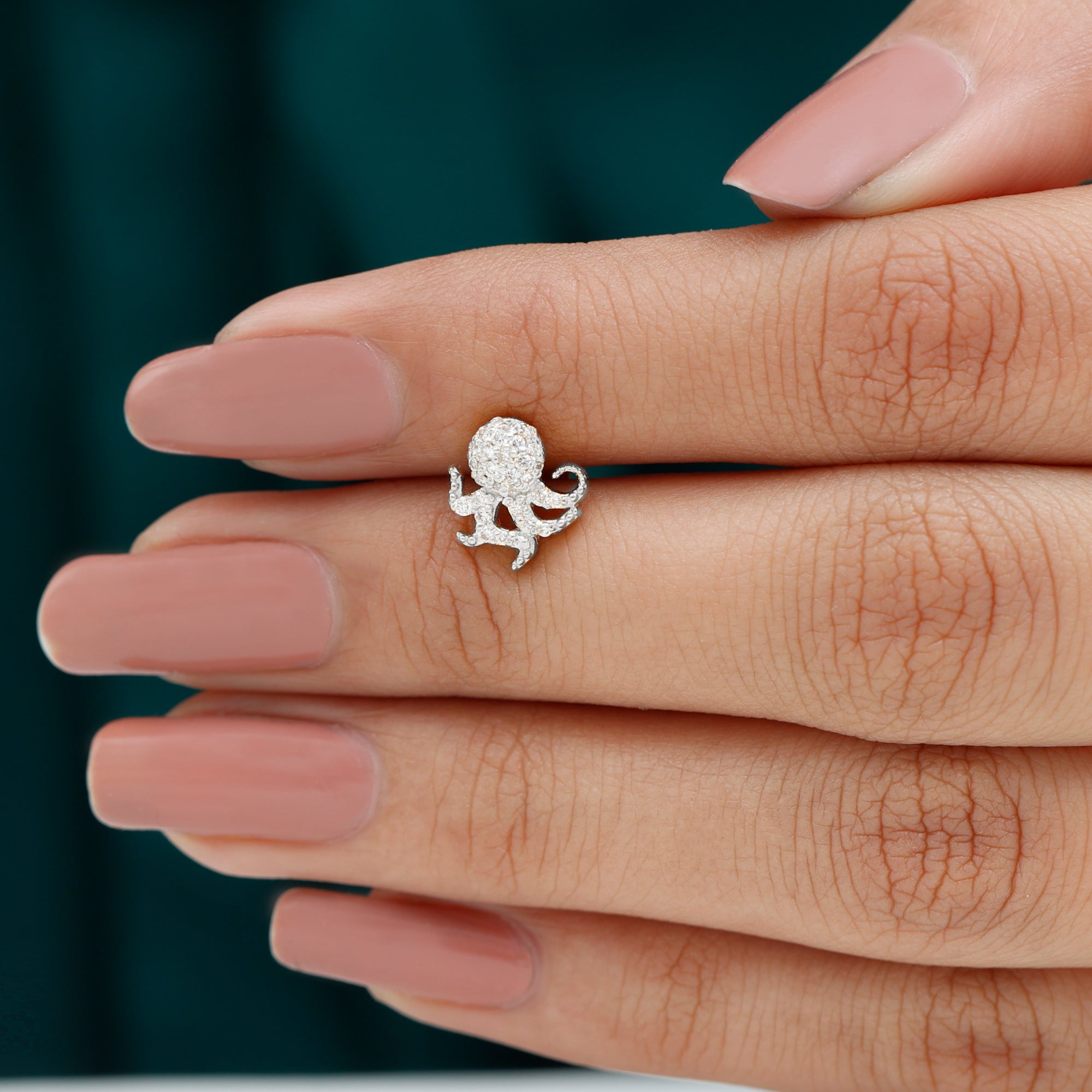 Rosec Jewels-Unique Diamond Octopus Earring with Flat Back