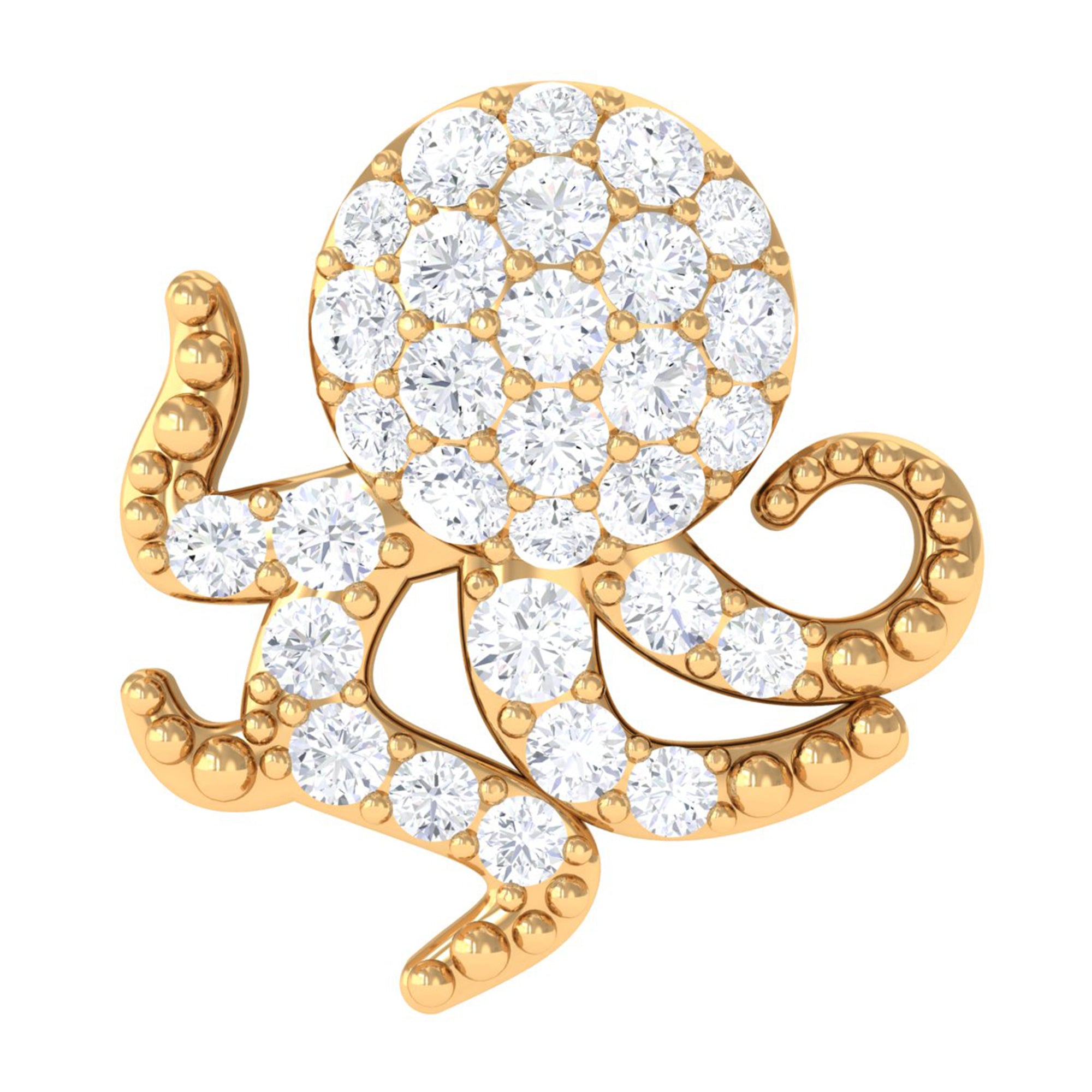 Rosec Jewels-Unique Diamond Octopus Earring with Flat Back