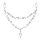 Rosec Jewels-Marquise Diamond Double Piercing Earring with Dangling Chain