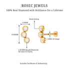 Rosec Jewels-Three Diamond Curved Helix Earring in Bezel Setting