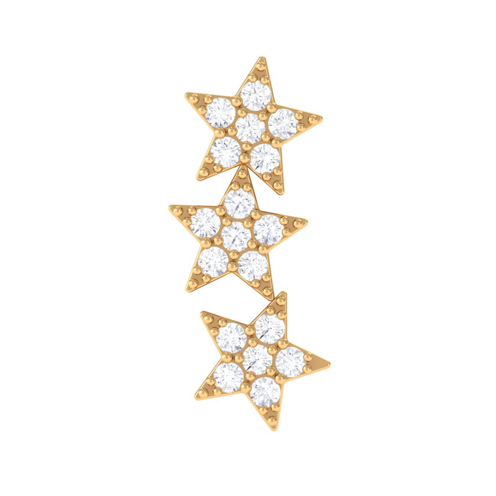 Rosec Jewels-Natural Diamond Star Crawler Earring for Cartilage Piercing