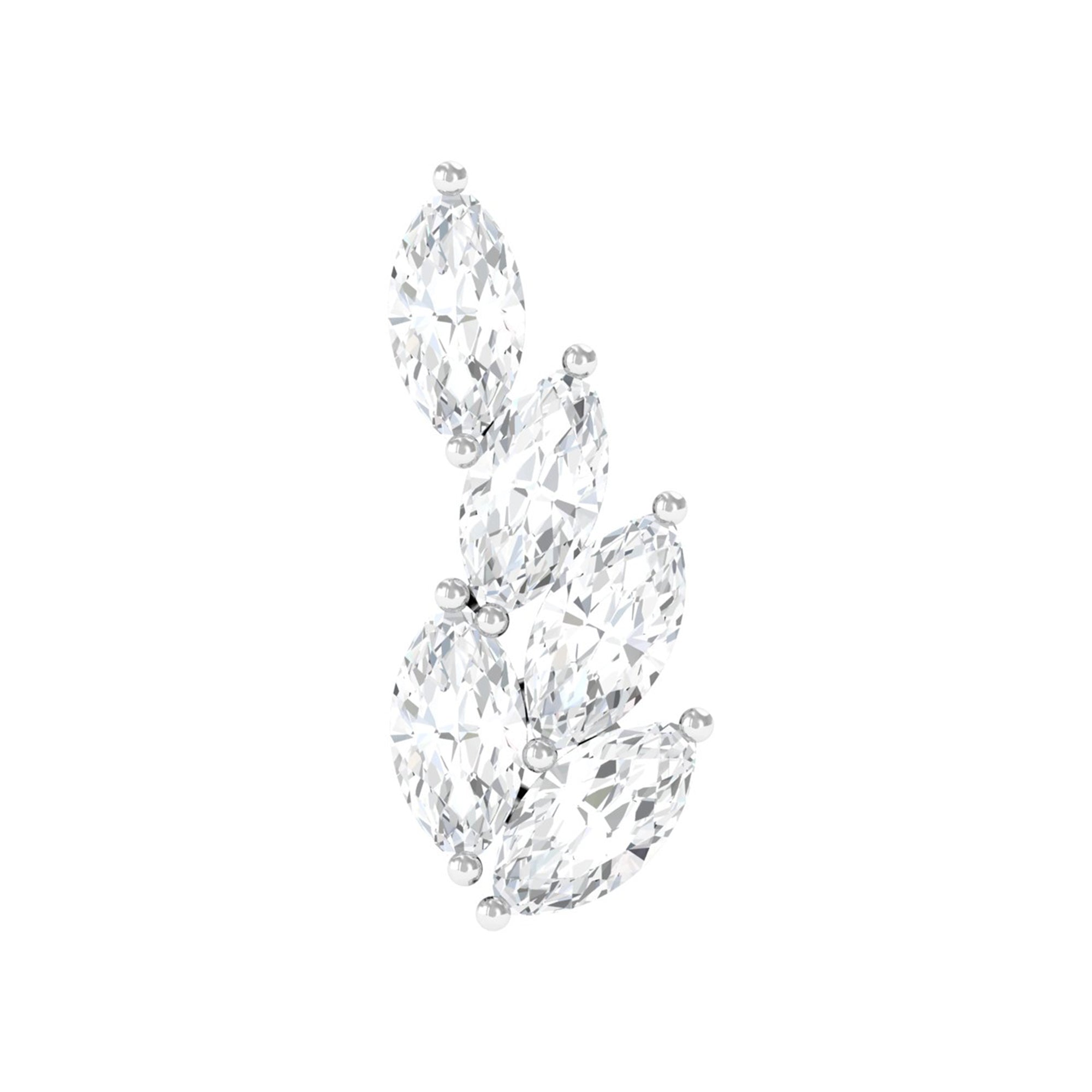 Rosec Jewels-Marquise Diamond Leaf Cluster Earring for Helix Piercing