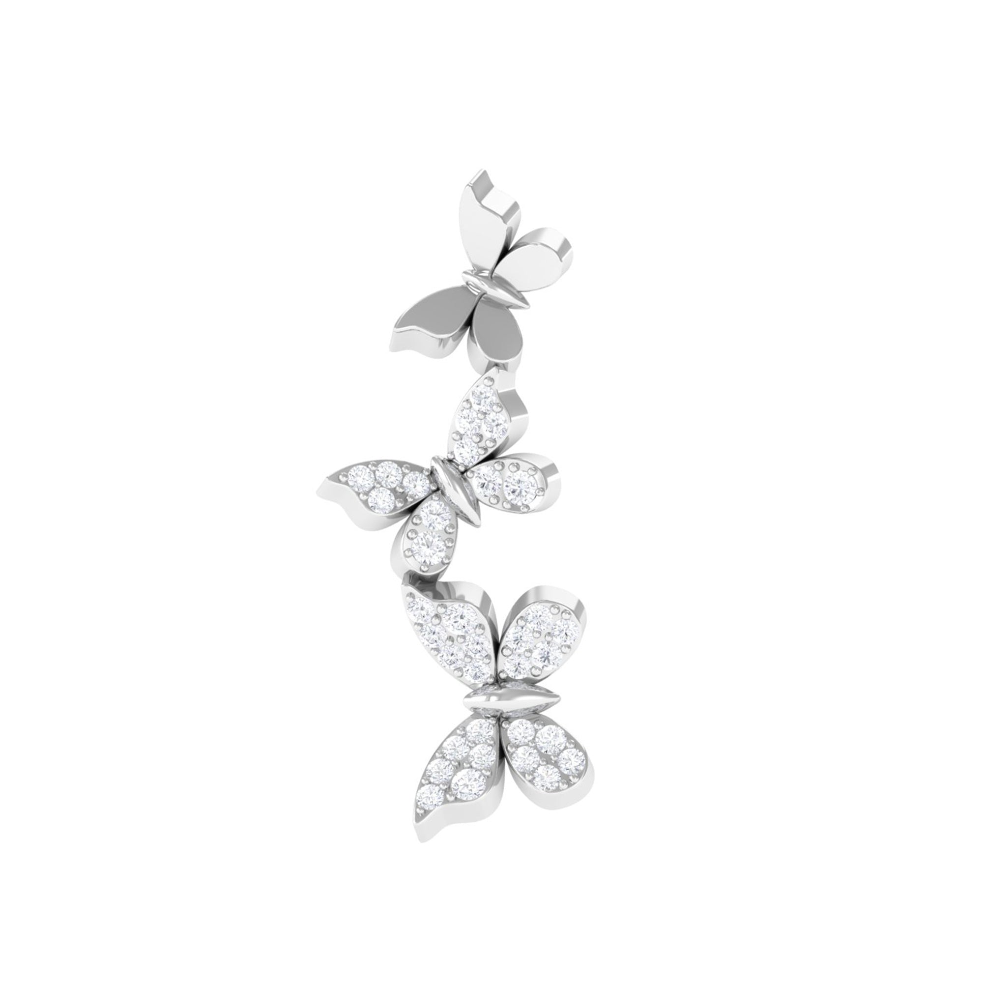 Rosec Jewels-Natural Diamond Butterfly Crawler Earring for Helix Piercing