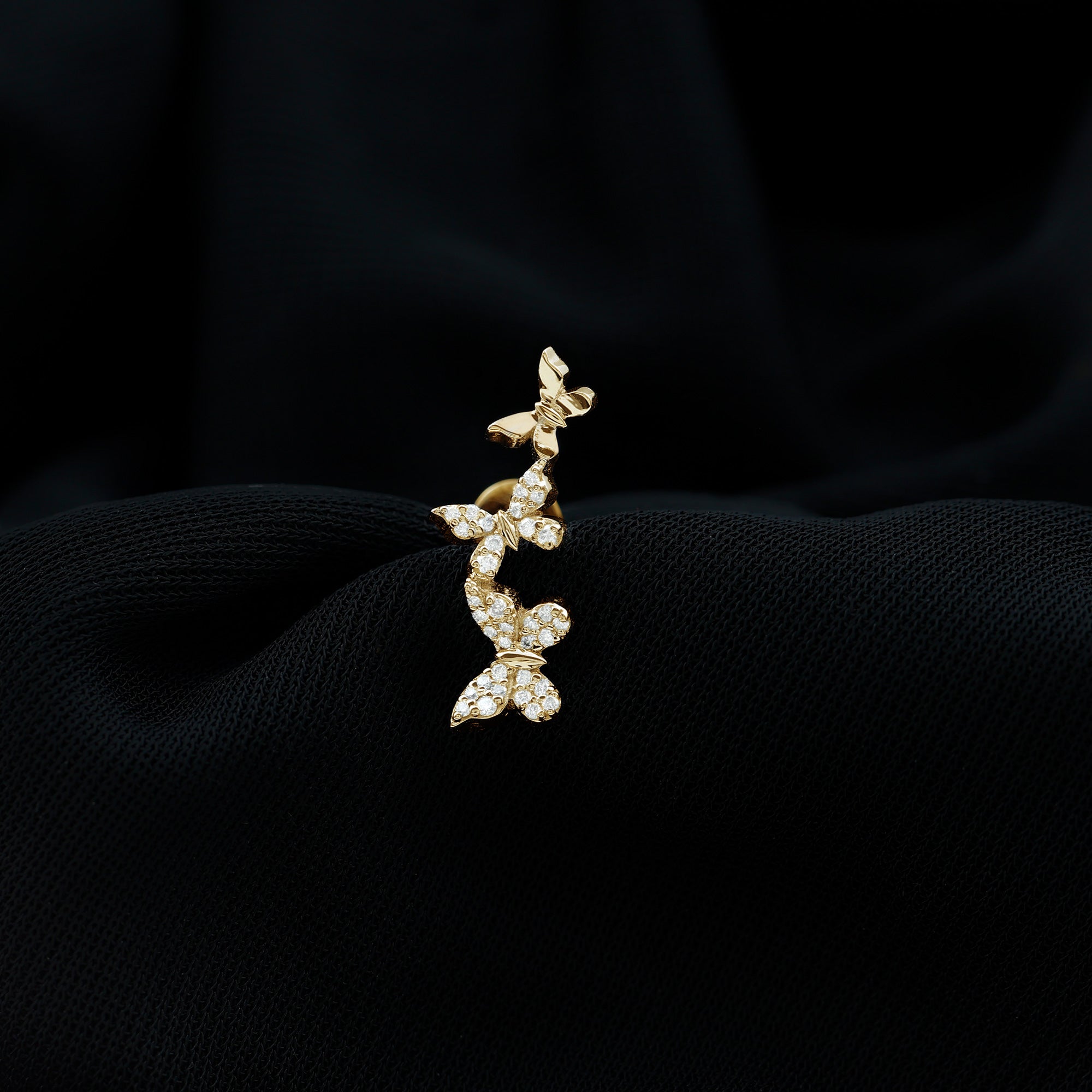 Rosec Jewels-Natural Diamond Butterfly Crawler Earring for Helix Piercing