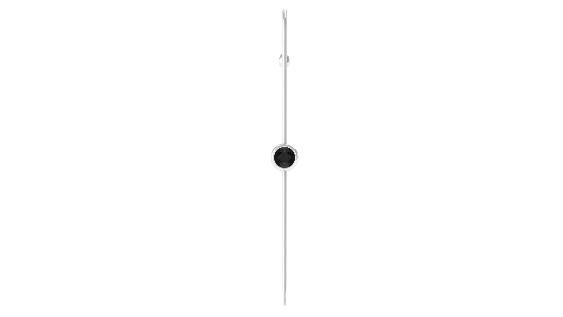 Rosec Jewels-Simple Black Onyx Ear Pin Earring in Bezel Setting