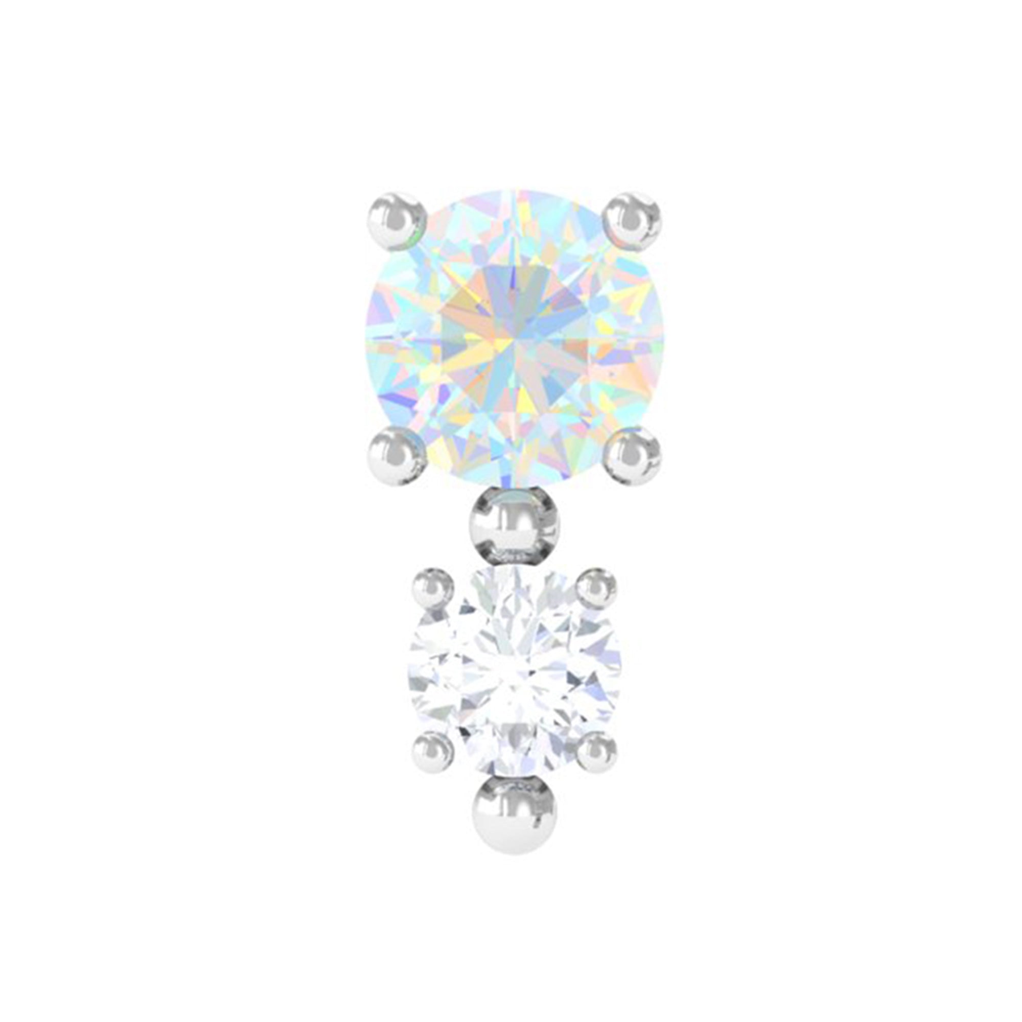 Rosec Jewels-Real Ethiopian Opal and Diamond Two Stone Tragus Earring