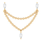 Rosec Jewels-Marquise Moissanite Double Chain Earring in Gold