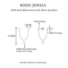 Rosec Jewels-Round Moissanite Chain Earring for Double Piercing