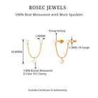 Rosec Jewels-Round Moissanite Chain Earring for Double Piercing