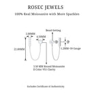 Rosec Jewels-Round Moissanite Bar Chain Earring for Double Piercing