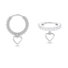 Rosec Jewels-Real Diamond Eternity Heart Dangle Hoop Earring