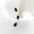 Rosec Jewels-Black Onyx and Freshwater Pearl Ear Crawler Earring for Helix Piercing