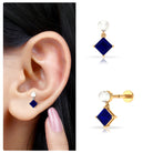 Rosec Jewels-Created Blue Sapphire and Freshwater Pearl Cartilage Earring