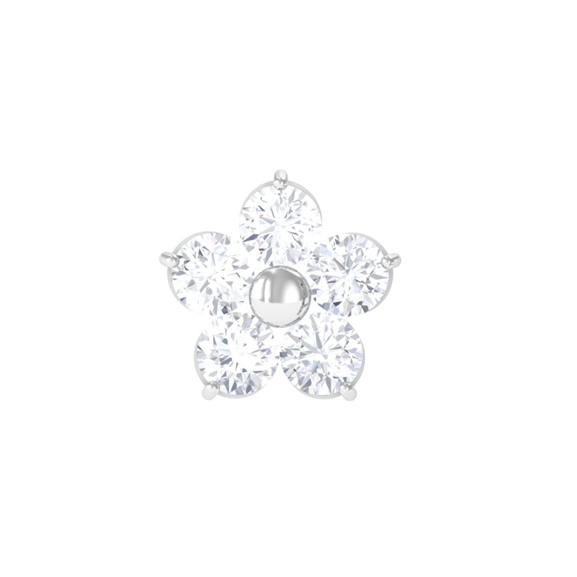 Rosec Jewels-Minimalist Diamond Flower Tragus Earring with Flat Back