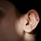 Rosec Jewels-Blue Sapphire and Freshwater Pearl Cartilage Earring