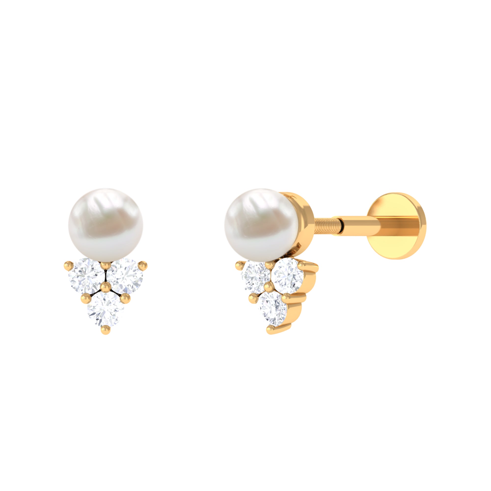 Rosec Jewels-Minimal Freshwater Pearl and Moissanite Tragus Earring