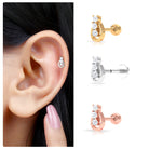 Rosec Jewels-Round Moissanite Unique Earring for Tragus Piercing