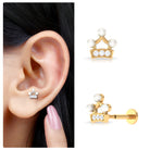 Rosec Jewels-Freshwater Pearl and Diamond Crown Cartilage Earring