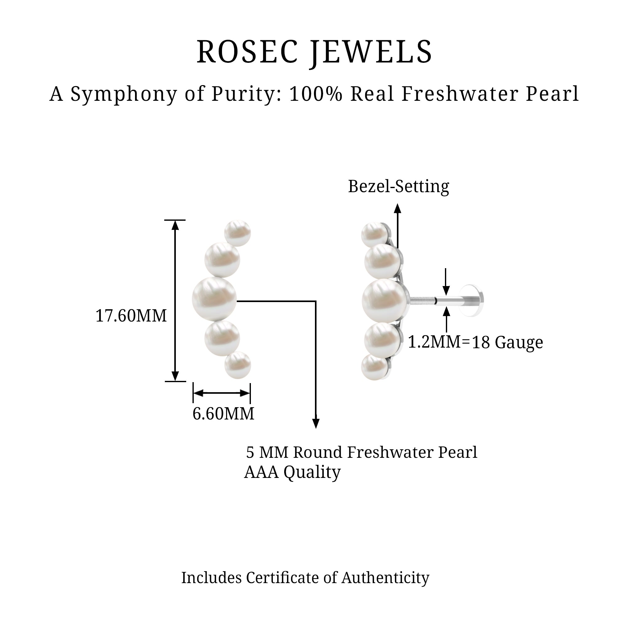 Rosec Jewels-Round Freshwater Pearl Crawler Earring in Gold